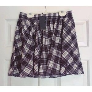 DJT Plaid Mini Skirt W/ Shorts Under Size Small S Womens Black White NWT Elastic